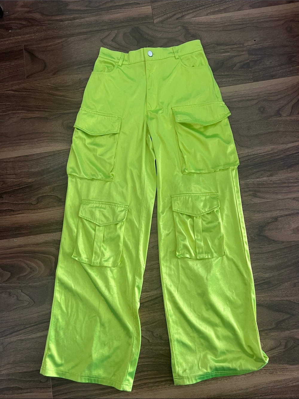 Source Unknown Neon Lime Wide Leg Cargo Pants